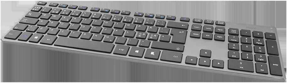Klaviatūra Deltaco Bevielė plona ofiso kaviatūra DELTCO 2.4 GHz, USB, aliuminė, Nordic išdėstymas, tamsiai pilka / TB-802