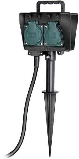 Brennenstuhl lauko prailgintuvas, 4xCEE 7/4, 1xCEE 7/7, 10m, įžeminimo smaigalys, IP44 , juodas / žalias 1154450 / GT-516