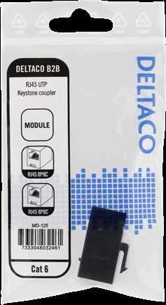 Cat6 "Keystone" jungtis, neekranuota, 2xRJ45, plastikinė, 180 DELTACO juoda / MD-125