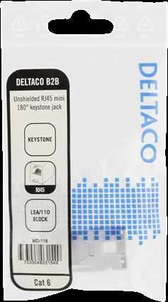 Cat6 "Keystone" jungtis, LSA / 110 jungtis, plastikinis, 180 DELTACO baltas / MD-118