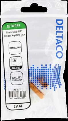 Cat6A "Keystone" lizdas, plastikinis DELTACO baltas / oranžinis / MD-123