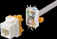 Cat6A "Keystone" lizdas, plastikinis DELTACO baltas / oranžinis / MD-123