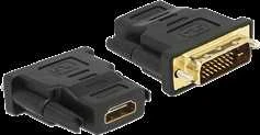 DeLOCK adapteris iš DVI į HDMI, DVI 24 + 1 kontaktas, HDMI 19 pin, auksu padengtos jungtys, juodas / 65466