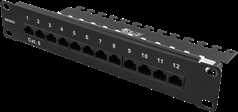 DELTACO 10-PATCH16 Patch Panel, 12 Ports, Cat6, UTP, Juodas / 10-PATCH16