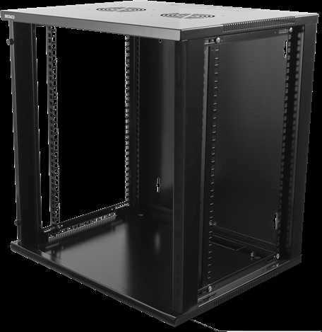 DELTACO 19" spintelė, 12U, 540x450mm, stovima arba montuojama ant sienos, stiklinės durys, juodas / 19-5412B