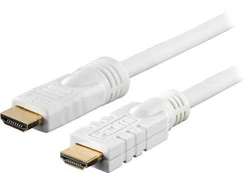 Baltas 20 metrų HDMI kabelis su paauksuotomis jungtimis