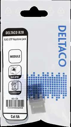 DELTACO Cat6A Keystone lizdas, LSA / 110 termination, plastikinis , 90, baltas / MD-124