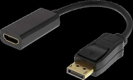 Juodas DP į HDMI adapteris su fiksavimo sklende