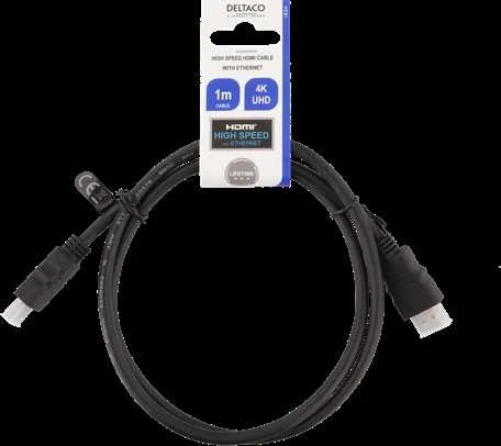 Deltaco HDMI 1m laidas su pakuote