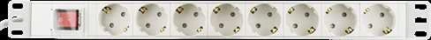 DELTACO ilgiklis 8xCEE 7/4, 1xCEE 7/7 , 19 "1U, 3m, baltas GT-8531W