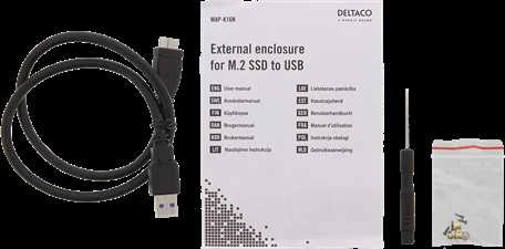 DELTACO išorinis HDD M.2 korpusas, B, B & M, USB 3.1 Gen 1, SATA III, juodas MAP-K16N