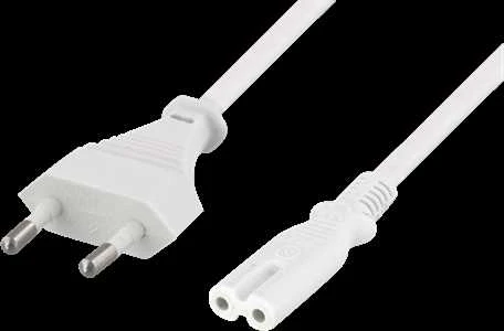 DELTACO maitinimo laidas, CEE 7/16 IEC 60320 C7, 2m, baltas DEL-109J