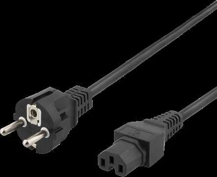 DELTACO maitinimo laidas CEE7 / 7 - IEC C15, 1m, juodas DEL-117