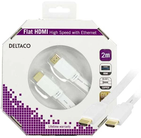 Deltaco plokščias HDMI laidas 2m pakuotėje