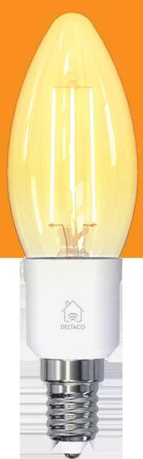 DELTACO SMART HOME LED kaitrinė lempa, E27, WiFI 2.4GHz, 4.5W, 400lm, pritemdoma, 1800K-6500K, 220-240V, SH-LFE14C35
