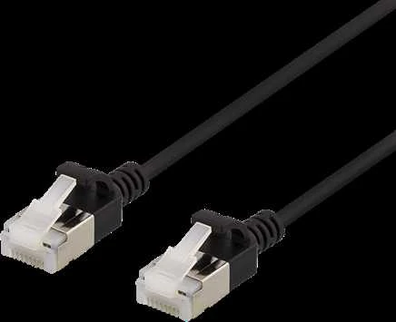 DELTACO U / FTP Cat6a pleistras kabelis, plonas, 3,8mm skersmens, 2m, juodas