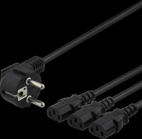 DELTACO „device-Y“ laidas, 3 krypčių CEE 7 / 7-3xIEC C13, 1m + 2m, juodas DEL-109I
