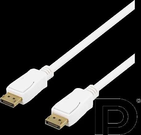 DELTACO „DisplayPort“ kabelis, 2m, 4K UHD, DP 1.2, baltas DP-1021D
