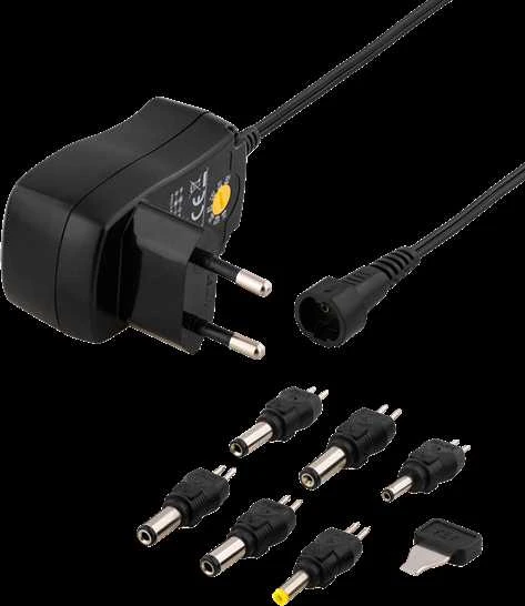 DELTACO universalus maitinimo šaltinis 100-240 V, 3-12 V, 600 mAh, 6 antgaliai PSR-06A