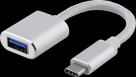 Deltaco USB-C į USB-A OTG adapteris, sidabrinis