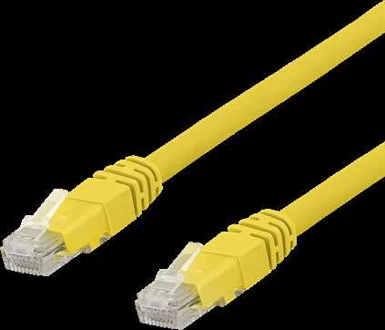 DELTACO U/UTP Cat6a jungiamasis kabelis, 0.3m, 500MHz, Delta sertifikuotas, LSZH, geltonas / TP-603GLAU