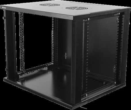 DELTACO 19" spintelė, 9U, 540x450mm, stovi arba montuojama į sieną, stiklinės durys, juodas / 19-5409B