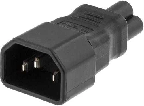 Juodas C14 į C5 maitinimo adapteris