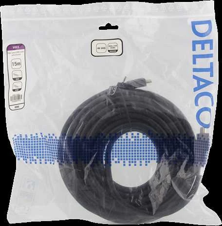 DELTACO didelės spartos HDMI kabelis, 15 m, Ethernet, 4K UHD, juodas / HDMI-1080D