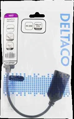 DELTACO DisplayPort į HDMI 2.0b adapteris, 4K in 60Hz, aktyvus, HDCP 2.2, 3D, 0.1m, juodas DP-HDMI32