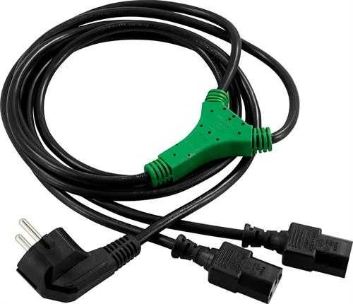 Inline DELTACO kabelis „Y-unit“, CEE 7/7 - 2xIEC C13, iki 250 V /10A, 2m, juodas/ DEL-109D
