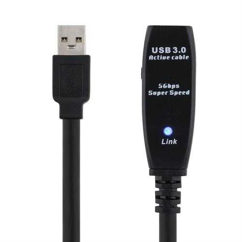 DELTACO PRIME aktyvus USB 3.0 prailginimo kabelis, A tipo vyriškas į A tipo moteriškas, 3m, juodas/ USB3-1001