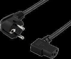 DELTACO įžemintas kabelis, kampinis CEE 7/7, IEC 60320 C13, 10m, 250V / 10A, juodas / DEL-111D