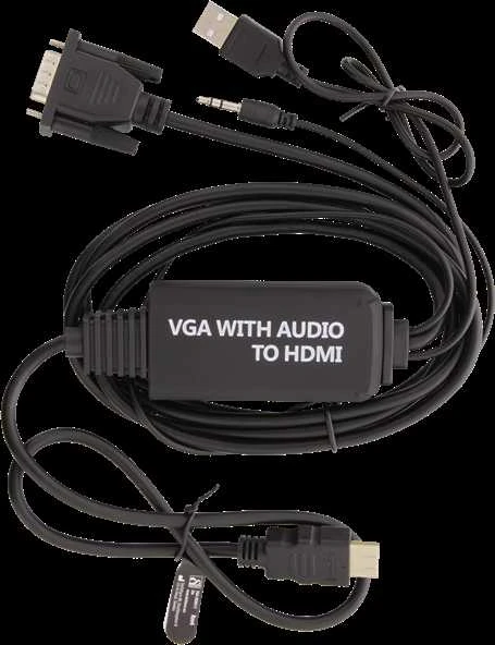DELTACO VGA su audio - HDMI kabelis, VGA / HDMI / USB / 3.5mm, 1920x1080 60Hz, 2m, juodas / VGA-HDMI17