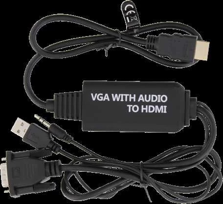 DELTACO VGA su audio į HDMI kabelis, VGA / HDMI / USB / 3.5mm, 1920x1080 at 60Hz, 1m, juodas VGA-HDMI16