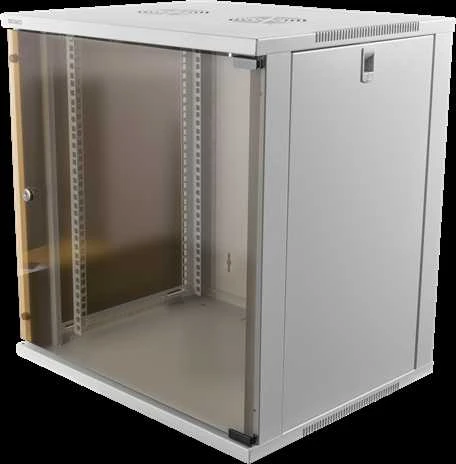 DELTACO 19 colių spintelė, 12U, 540x450mm, stovima arba sieninė, stiklinė