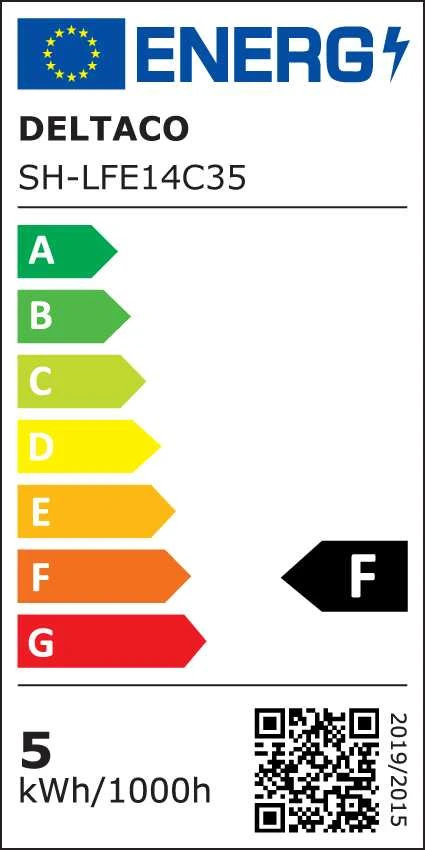DELTACO SMART HOME LED kaitrinė lempa, E27, WiFI 2.4GHz, 4.5W, 400lm, pritemdoma, 1800K-6500K, 220-240V, SH-LFE14C35