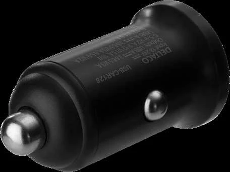 DELTACO USB automobilinis įkroviklis, 2x USB-A 18 W, greitas įkrovimas, viso 36 W juodas USB-CAR128