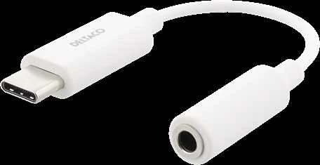 DELTACO USB-C į 3,5 mm adapteris, 10 cm, aktyvus, baltas USBC-1145