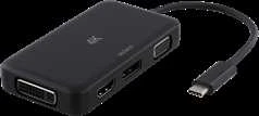 Deltaco USB-C į HDMI adapteris / DP / DVI / VGA, 4K, DP, juodas / USBC-Multi