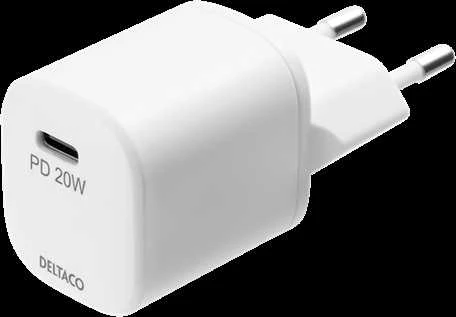 DELTACO USB sieninis įkroviklis, USB-C, PD 20 W, 1 m C - „Žaibas“ USBC-AC141
