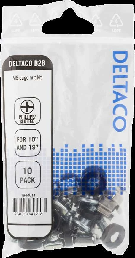 Toten DELTACO, M6 varžtų rinkinys, žvaigždė ir griovelis (poveržlės + varžtai + veržlės) 10-pack / 19-M611