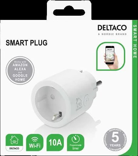 DELTACO SMART HOME jungiklis, WiFi 2,4 GHz, 1xCEE 7/3, 10A, laikmatis, 220-240 SH-P01