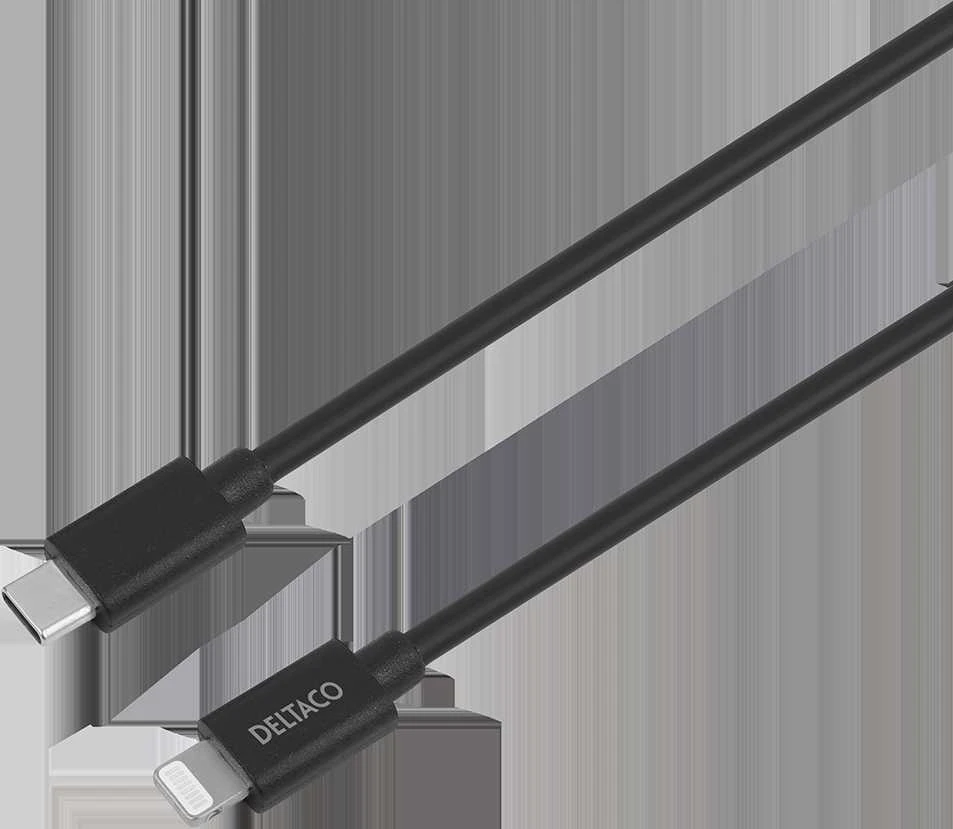 DELTACO USB automobilinis įkroviklis, 1x USB-C PD 20 W, 1 m Lightning laidas, juodas