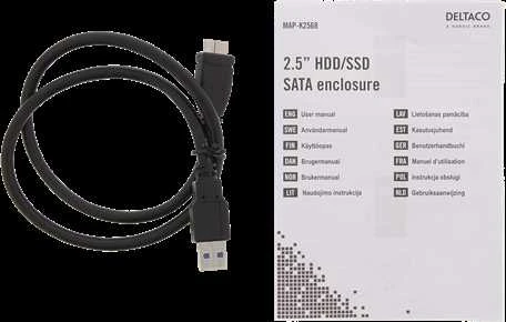 DELTACO išorinis kietojo disko korpusas,2.5 "SATA HDD / SSD, USB 3.1 Gen 1, SATA III, juodas / MAP-K2568