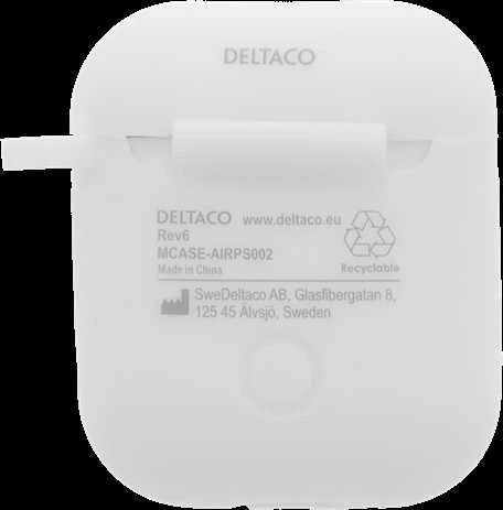 DELTACO „AirPods“ silikono dėklas, baltas / MCASE-AIRPS002