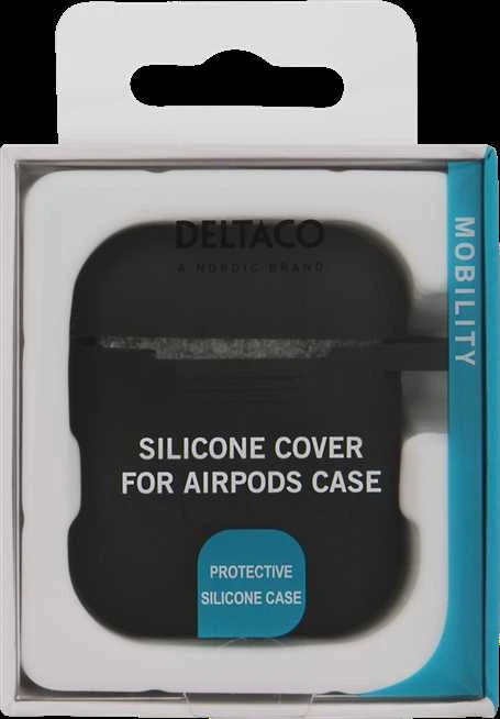 DELTACO MCASE-AIRPS001 „AirPods“ Silikoninis dėklas, Juodas