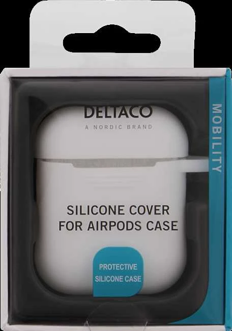DELTACO „AirPods“ silikono dėklas, baltas / MCASE-AIRPS002