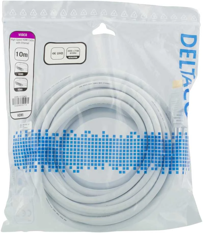 Deltaco 10m HDMI laidas pakuotėje