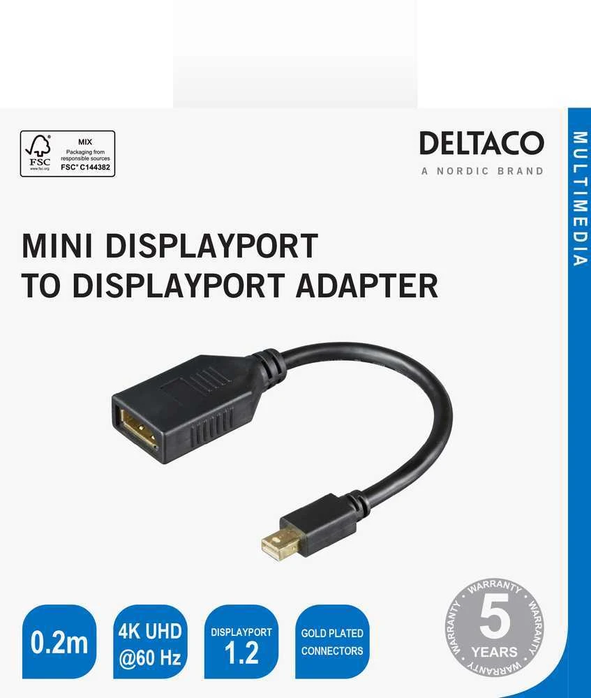 Deltaco mini DisplayPort į DisplayPort adapteris pakuotėje
