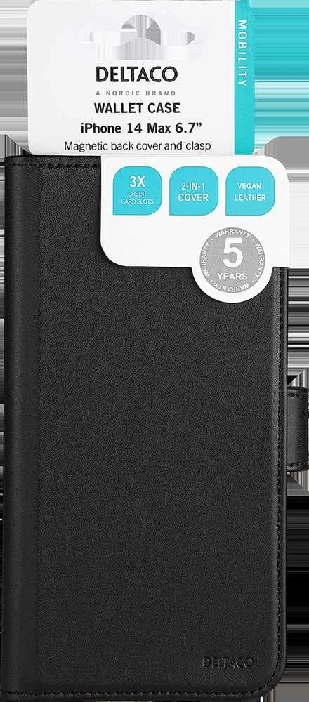Dėklas 2in1 DELTACO skirtas iPhone 14 Pro Max, magnetinis dangtelis, juodas / MCASE-WIP14P67